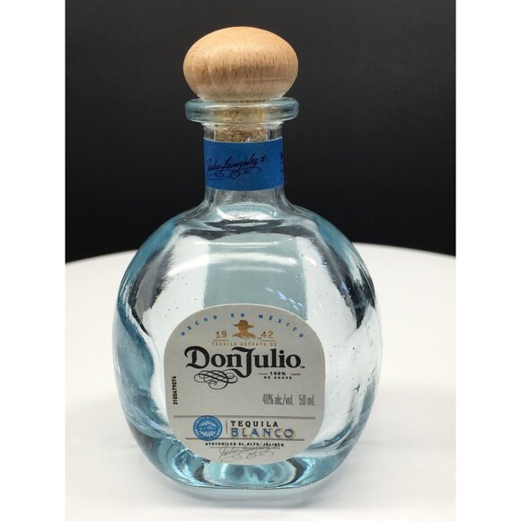 Don Julio Blanco Tequila Bottle Empty 50 mL Blue Round Glass with Wood Cork - Picture 2 of 12